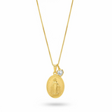 Collar Virgen de los Rayos Circón Blanco Enchapado en Oro 18K