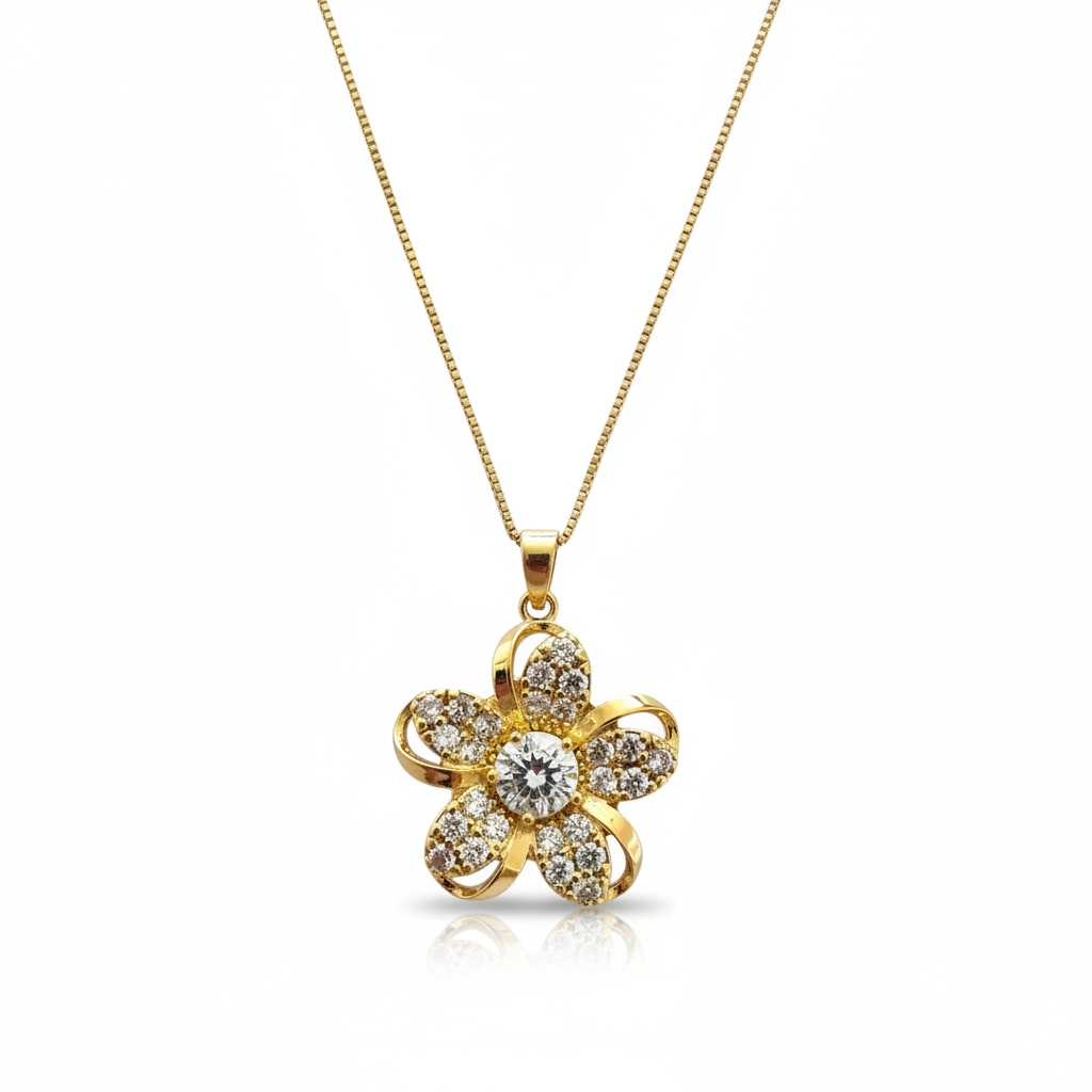 Conjunto Flor de Jazmín Enchapado en Oro 18K