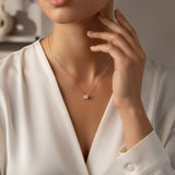 Collar Punto de Luz Engarzado Enchapado en Plata 950